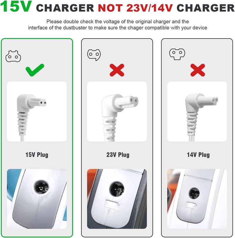 Pinkind 15V Charger for Black and Decker Dustbuster Handheld Vacuum Replacement Charger Power Cord. - Image 2